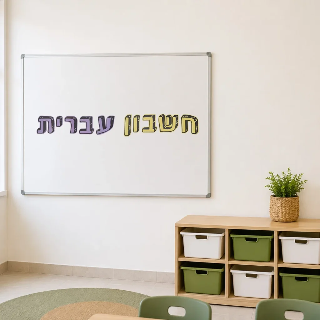 כרטיסיות מקצועות תלויות על לוח בכיתה
