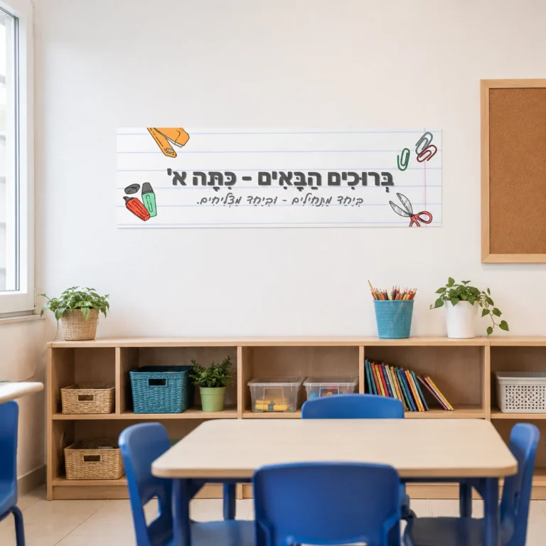 שלט ברוכים הבאים לכיתה א', דף שורות