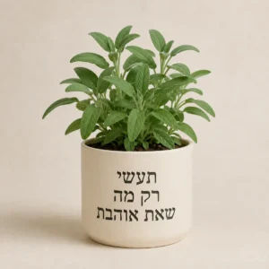 עציץ מרווה בצבע שמנת עם המשפט תעשי רק מה שאת אוהבת